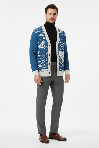 Ocean Marble Cardigan - Male Smart Casual Look