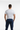 Plain white back with navy joggers