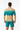 Rash guard with teal boardshorts back