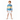 Red-haired boy in Wildlife rash guard with white shorts on white background