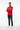 Red sweatshirt arms crossed