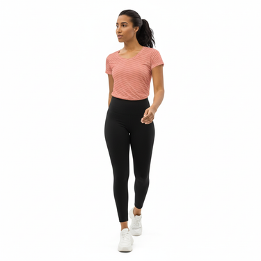 Stripes-on Athletic Tee with Leggings - Black Model