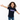 Toddler girl navy tee arms wide