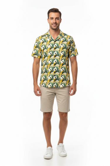 Tropical Leaf Print Shirt - Front