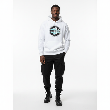 White hoodie - Black male model
