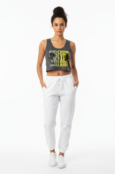 White Joggers Front
