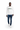 White model in white crew walking