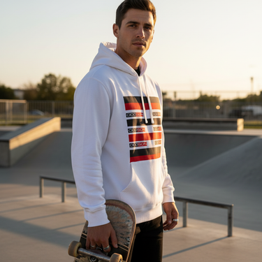 White Oddson Archive Hoodie Skate Park Close-up