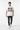 White tee walking pose