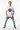 White tee with athletic model, feet apart stance