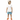 White tee with patterned swim trunks