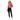 Woman in coral watercolor hoodie with black leggings