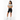 Woman in grey tee with biker shorts
