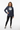 Woman in navy hoodie