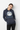Woman in navy hoodie