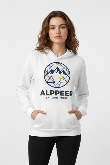 Woman in white hoodie