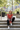 Woman on urban park steps