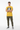 Yellow tee with olive joggers and high-tops
