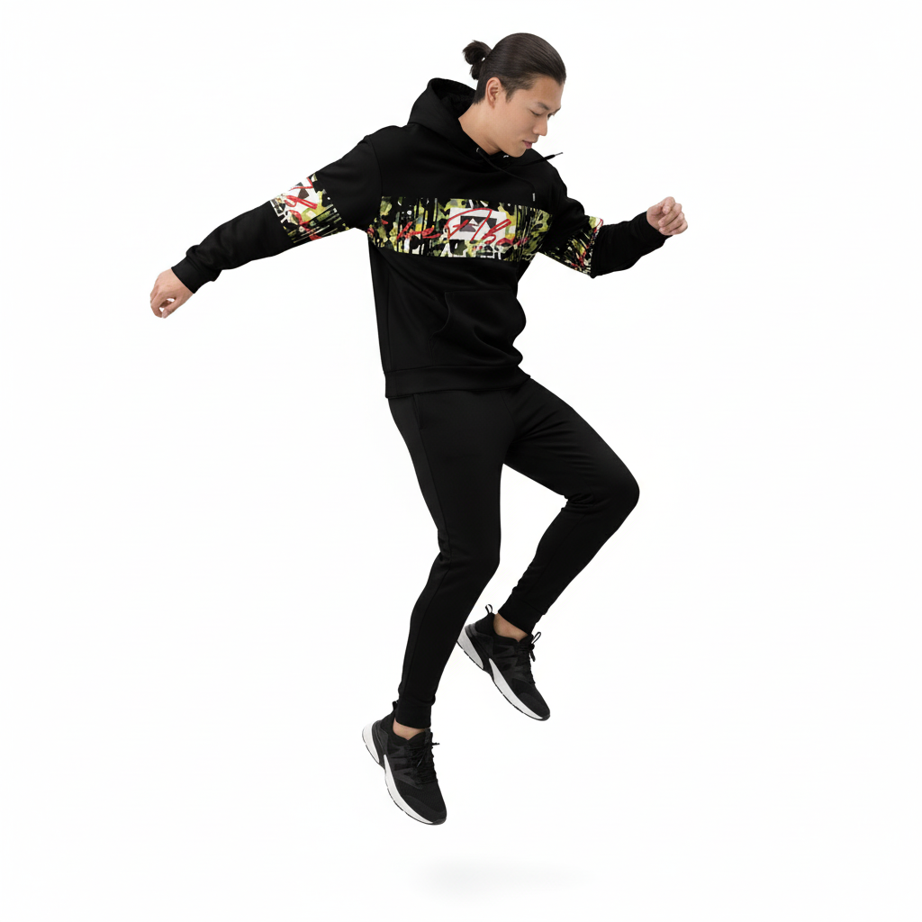 Active sporty - black hoodie with joggers