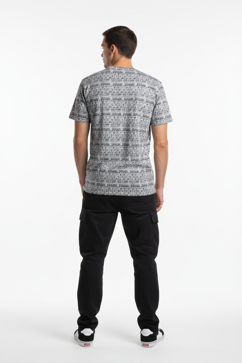 All-over print tee back showing full pattern