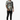 All-over print tee with tattooed model, one hand in pocket