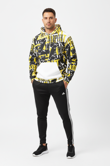 ALPPEER Print Hoodie with Black Track Pants - Full Body