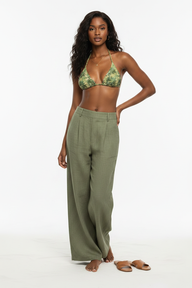Army Green Linen Pants