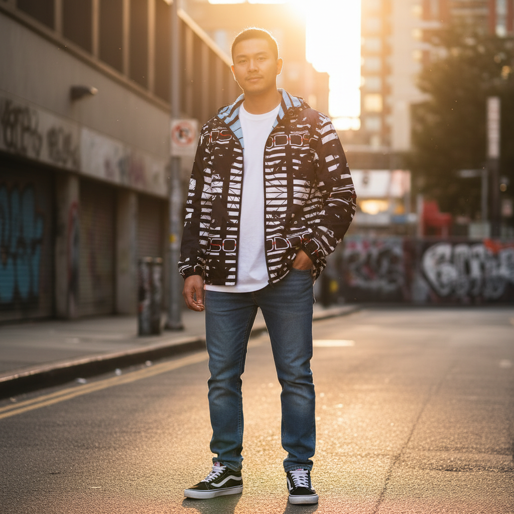 Asian male model urban street