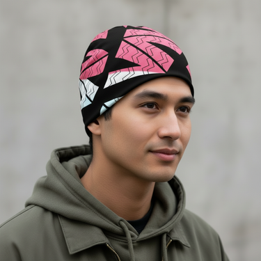 Asian male model with colorful beanie