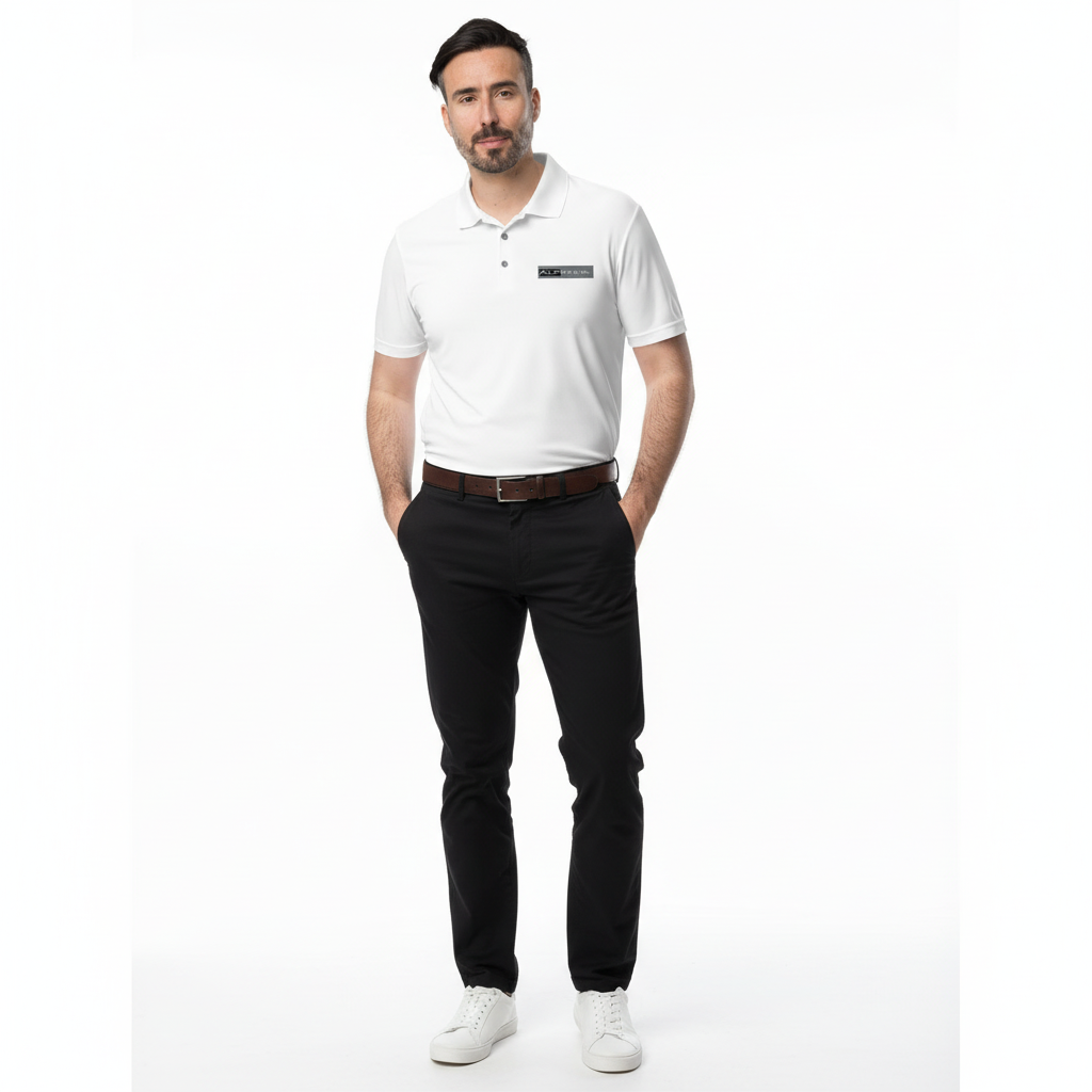 Bearded man in polo with chinos