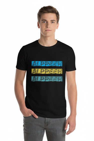 Black ALPPEER tee casual pose