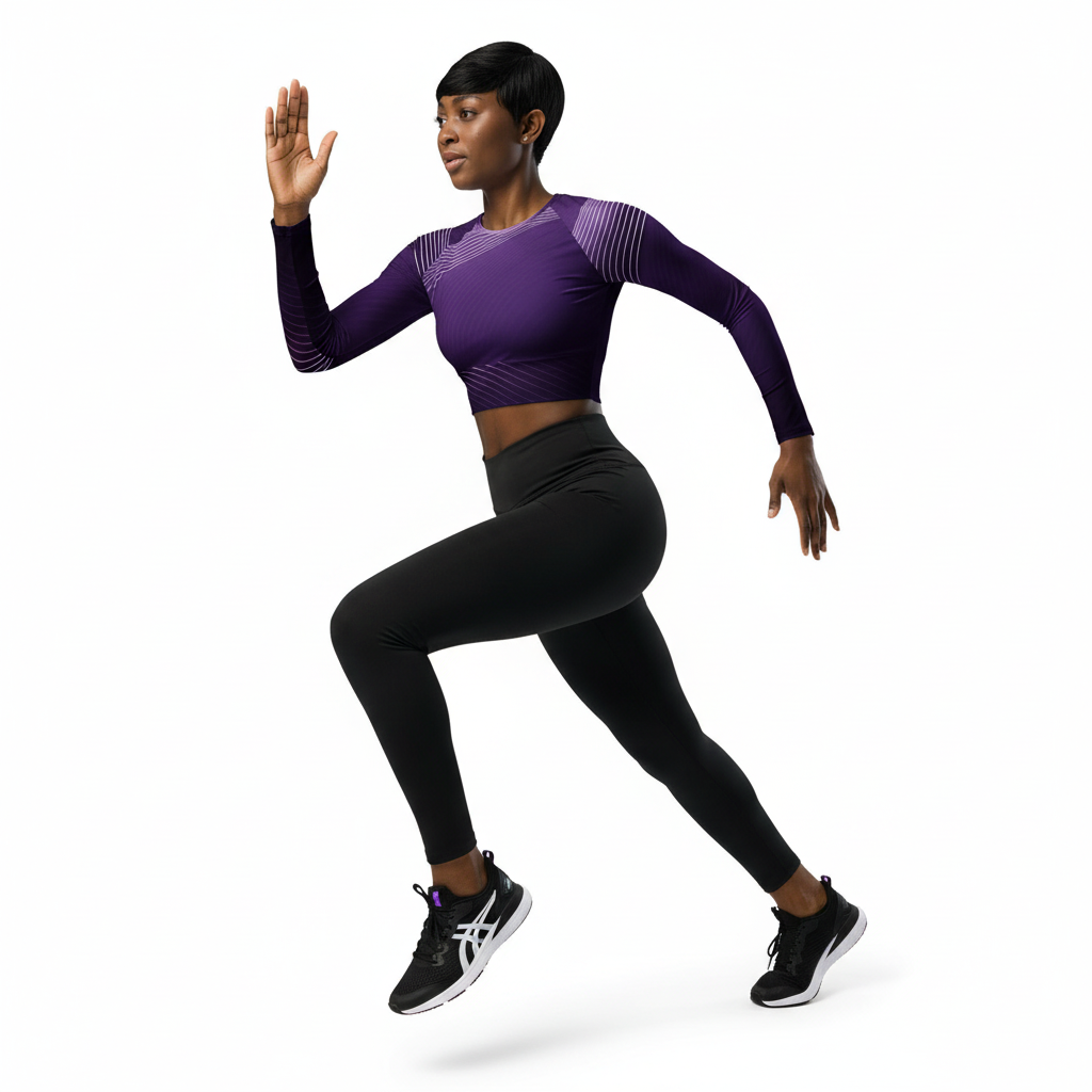 Black athlete in running pose