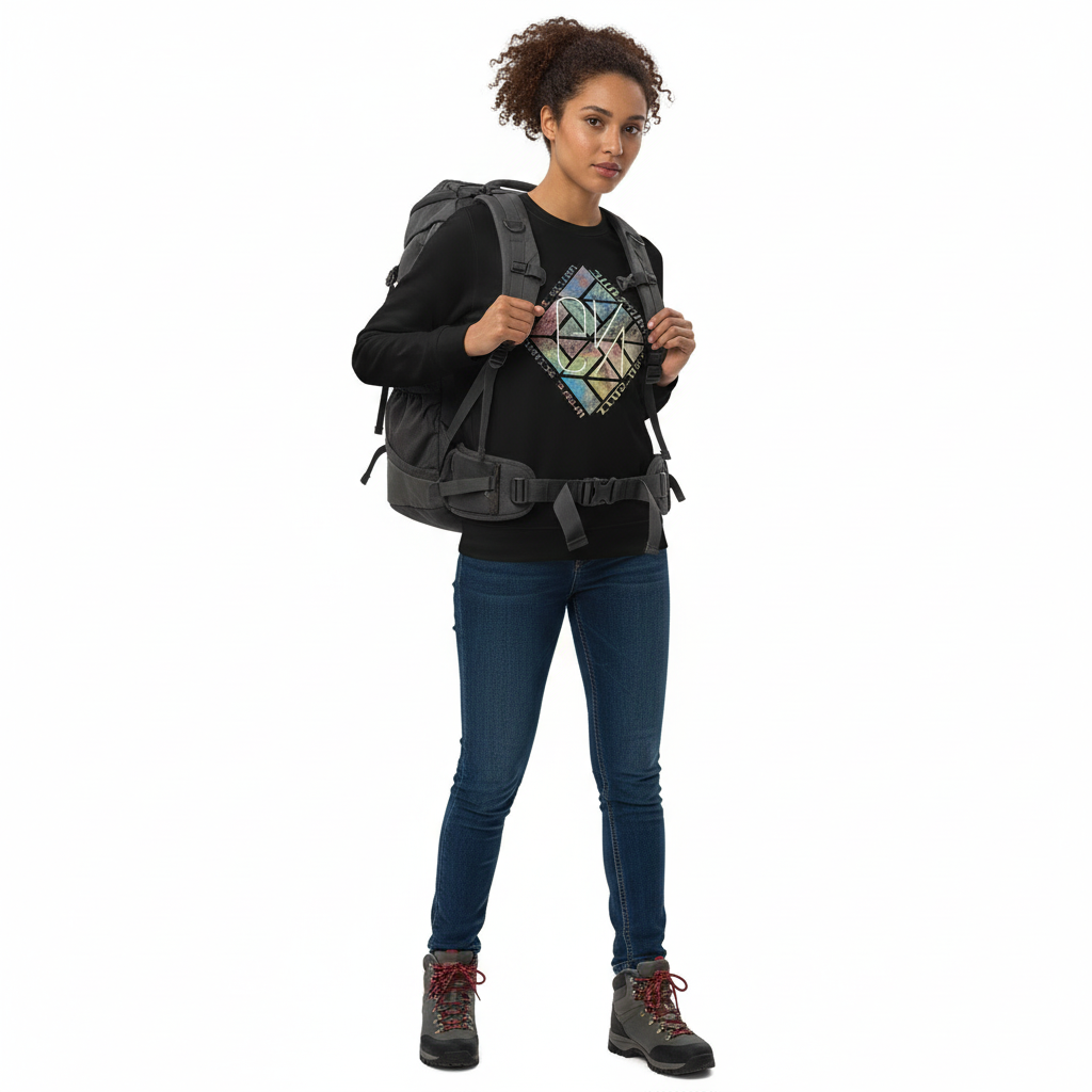 Black eco sweatshirt with backpack