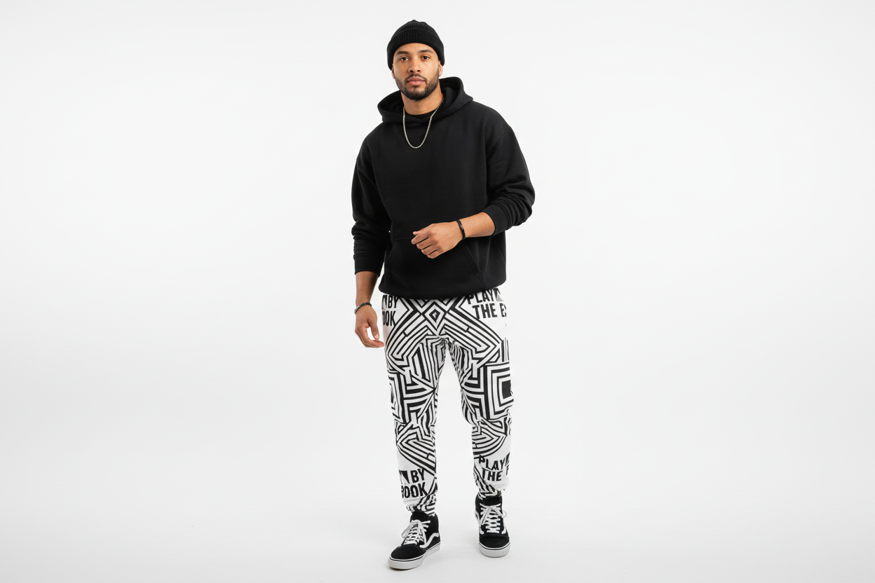 Black hoodie and high-tops