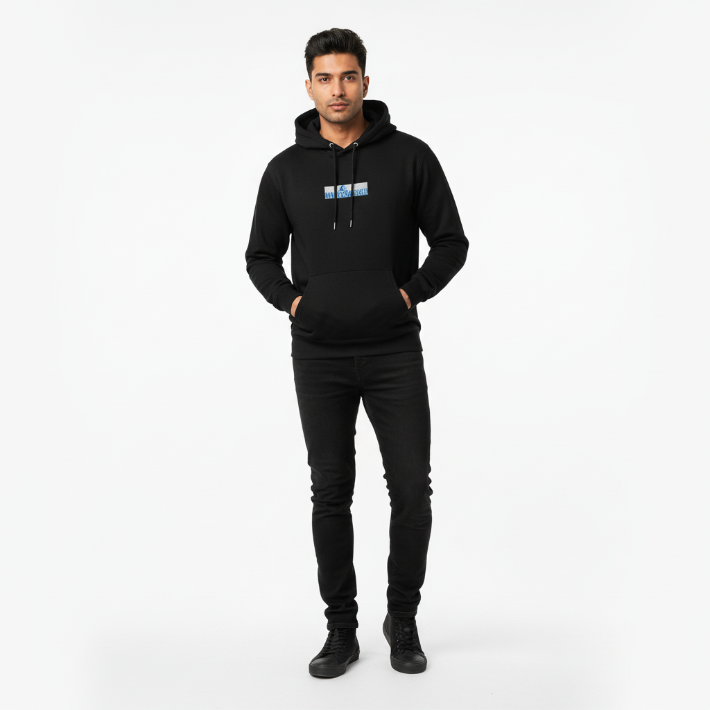 Black hoodie - confident stance