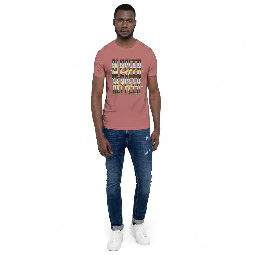 Black male model - mauve tee