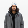 Black male model - white beanie