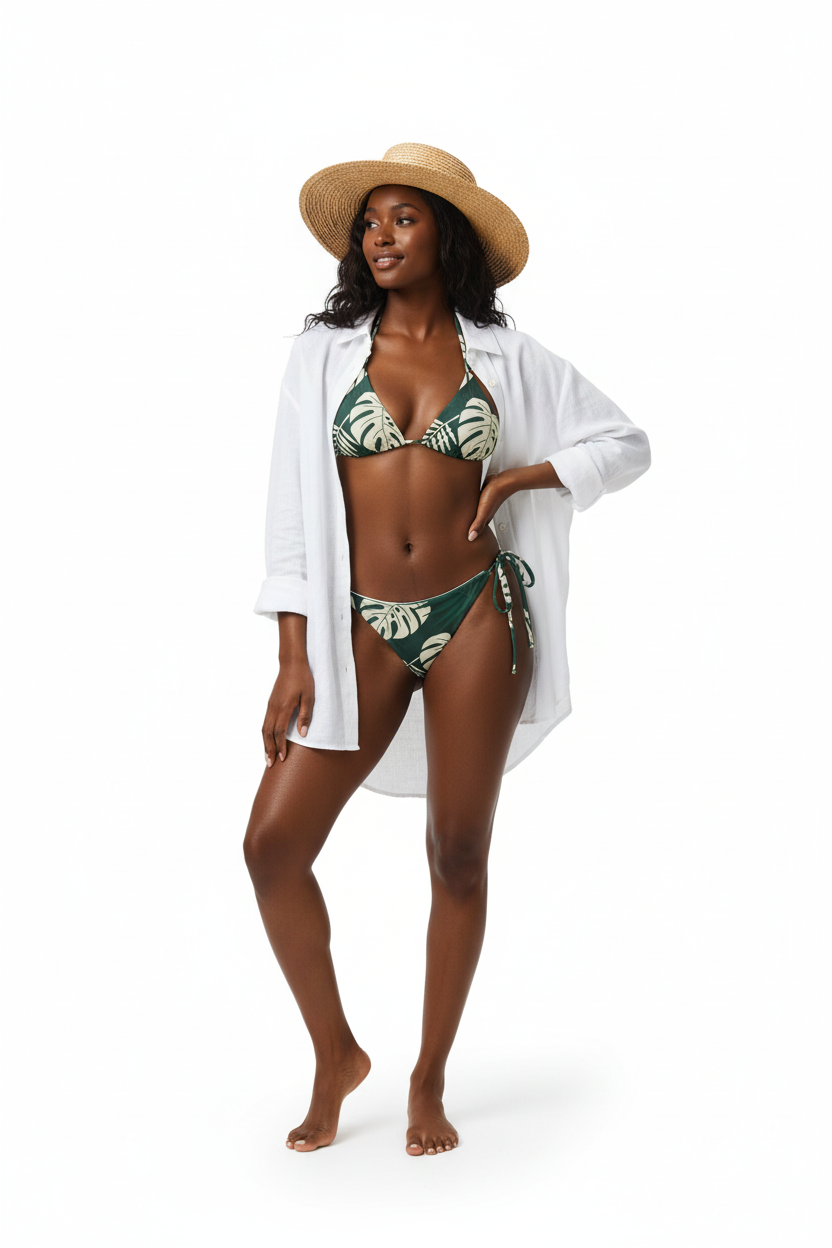 Black Model - White Linen Shirt