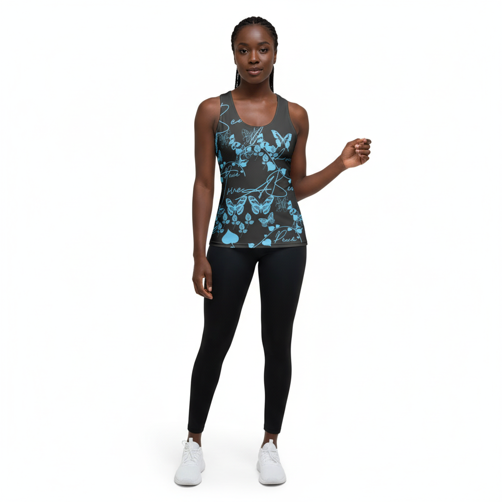 Black model with black leggings
