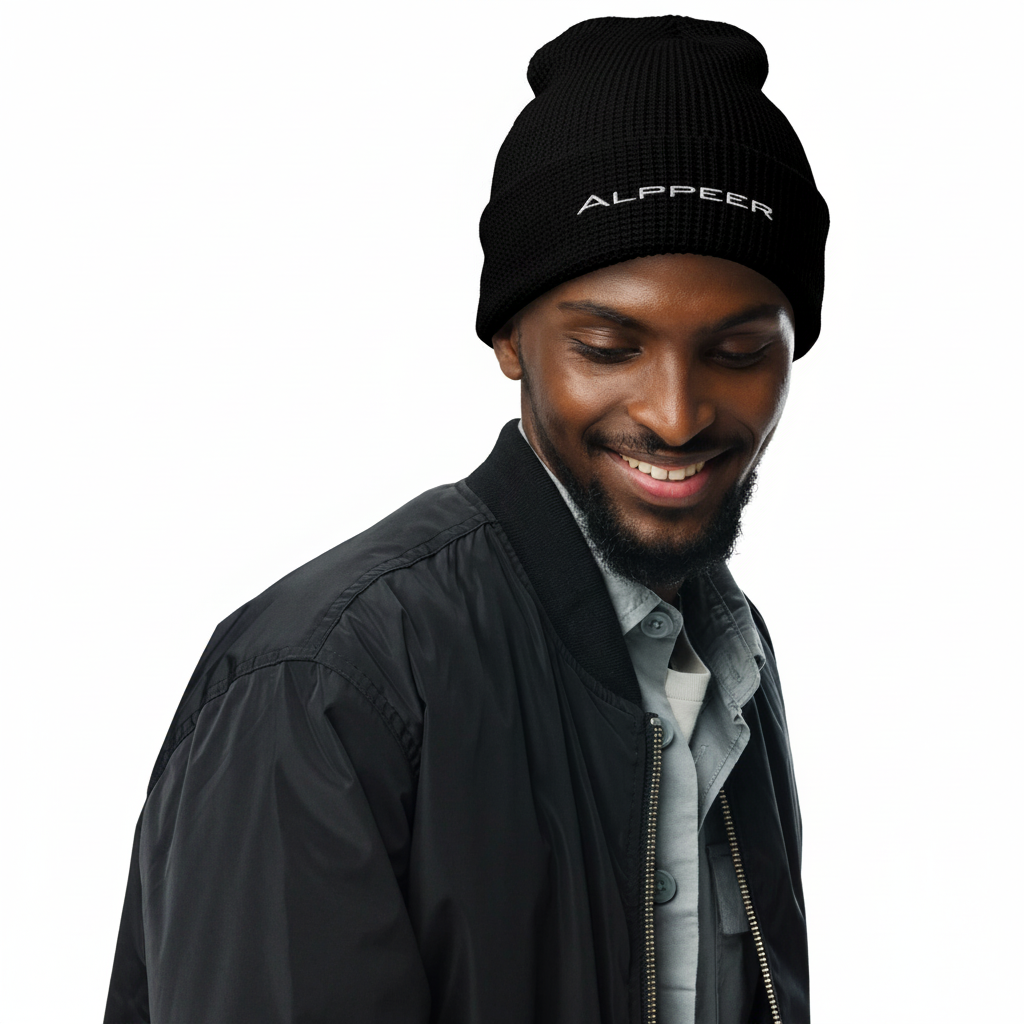 Black Waffle Beanie