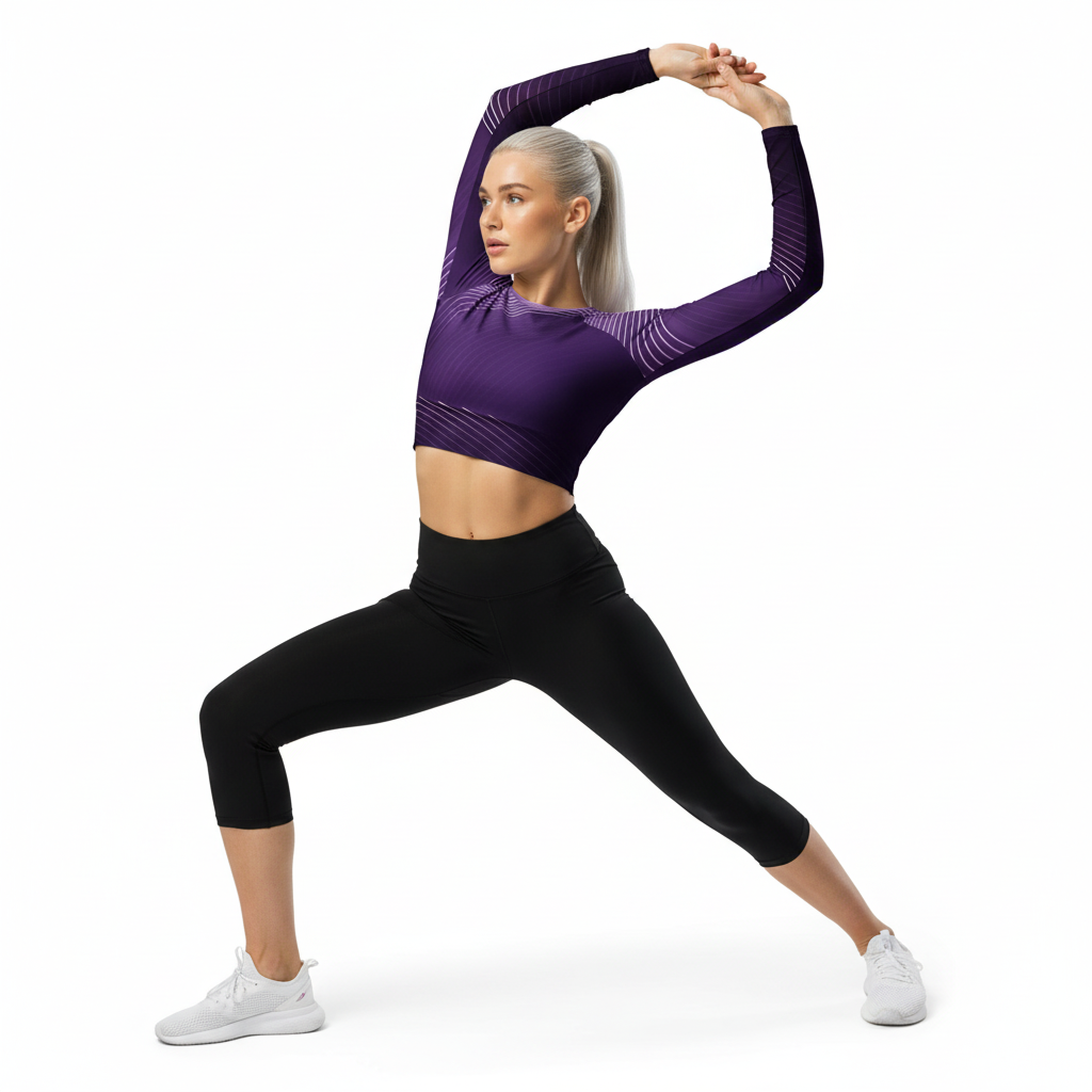 Blonde athlete stretching