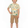 Blonde boy in cargo shorts