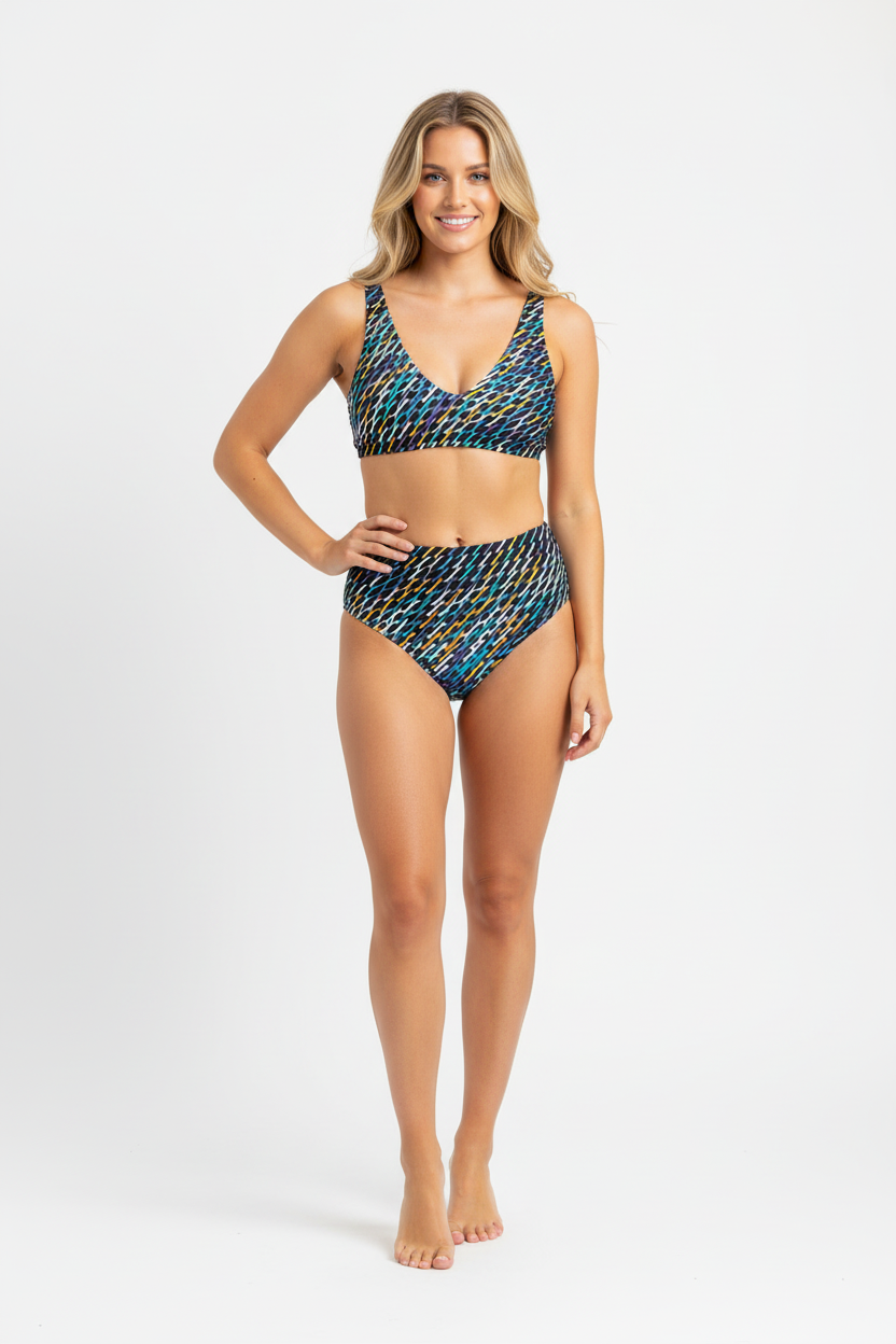 Blonde female model confident pose