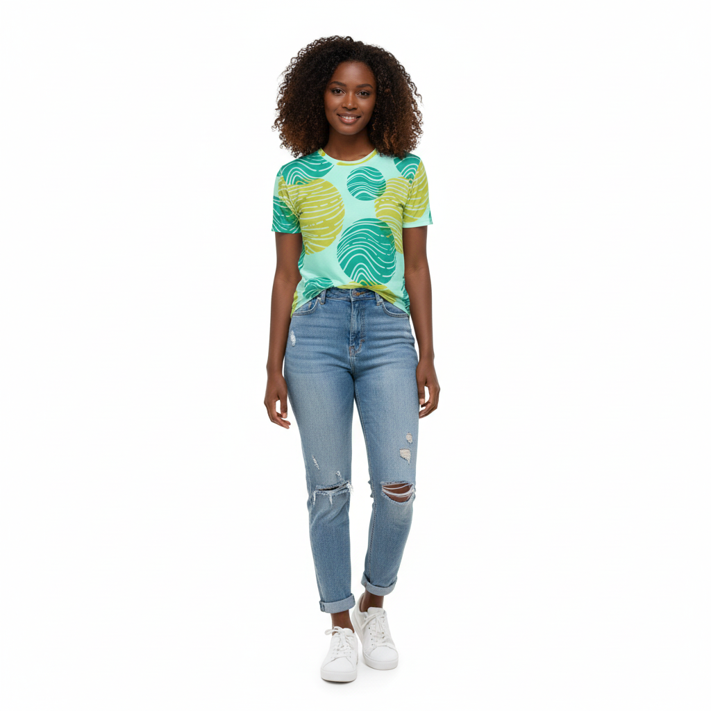 Bloom Season Tee with Distressed Jeans - Black Model