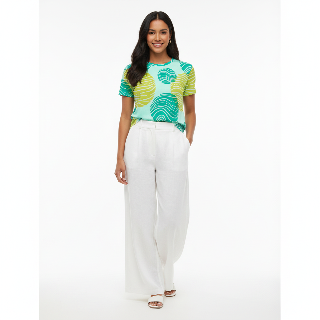 Bloom Season Tee with Linen Pants - Latina Model