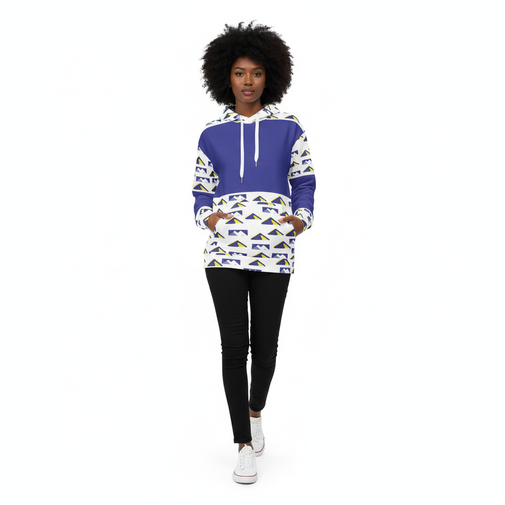 Blue mountain hoodie - Black female model walking