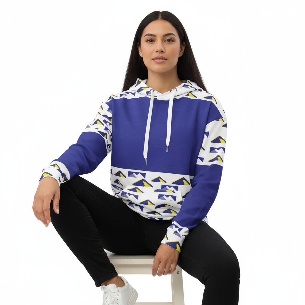 Blue mountain hoodie - Latina female model