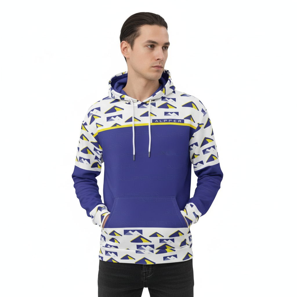 Blue mountain hoodie - White male model