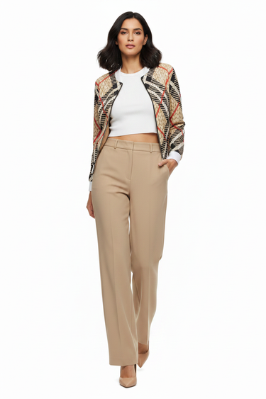 Bomber with Beige Trousers