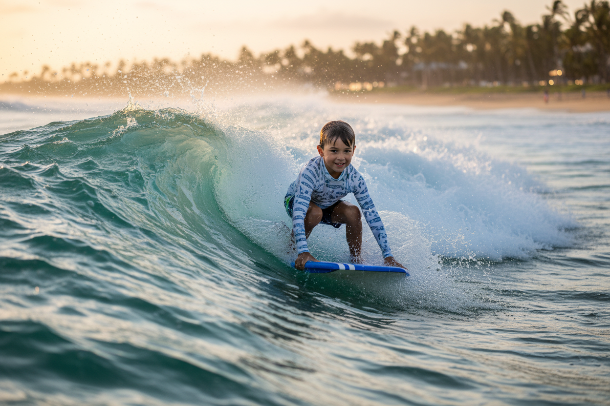 Boogie boarding moment